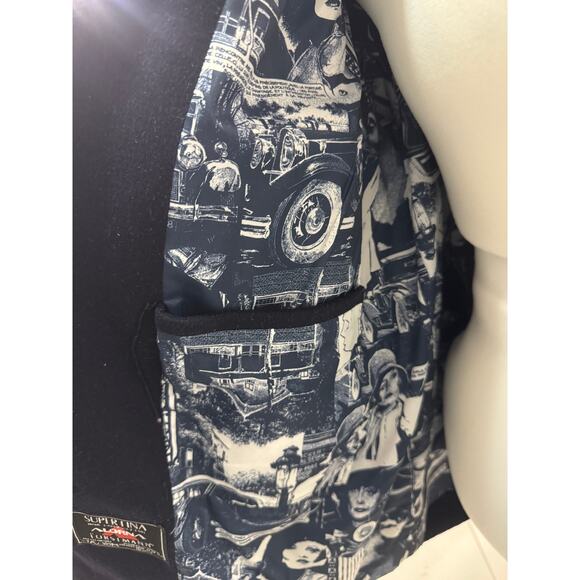 Super Fina Alorna Forstmann Jacket Women Large Blue Double Breasted Wool Coat - Picture 6 of 7